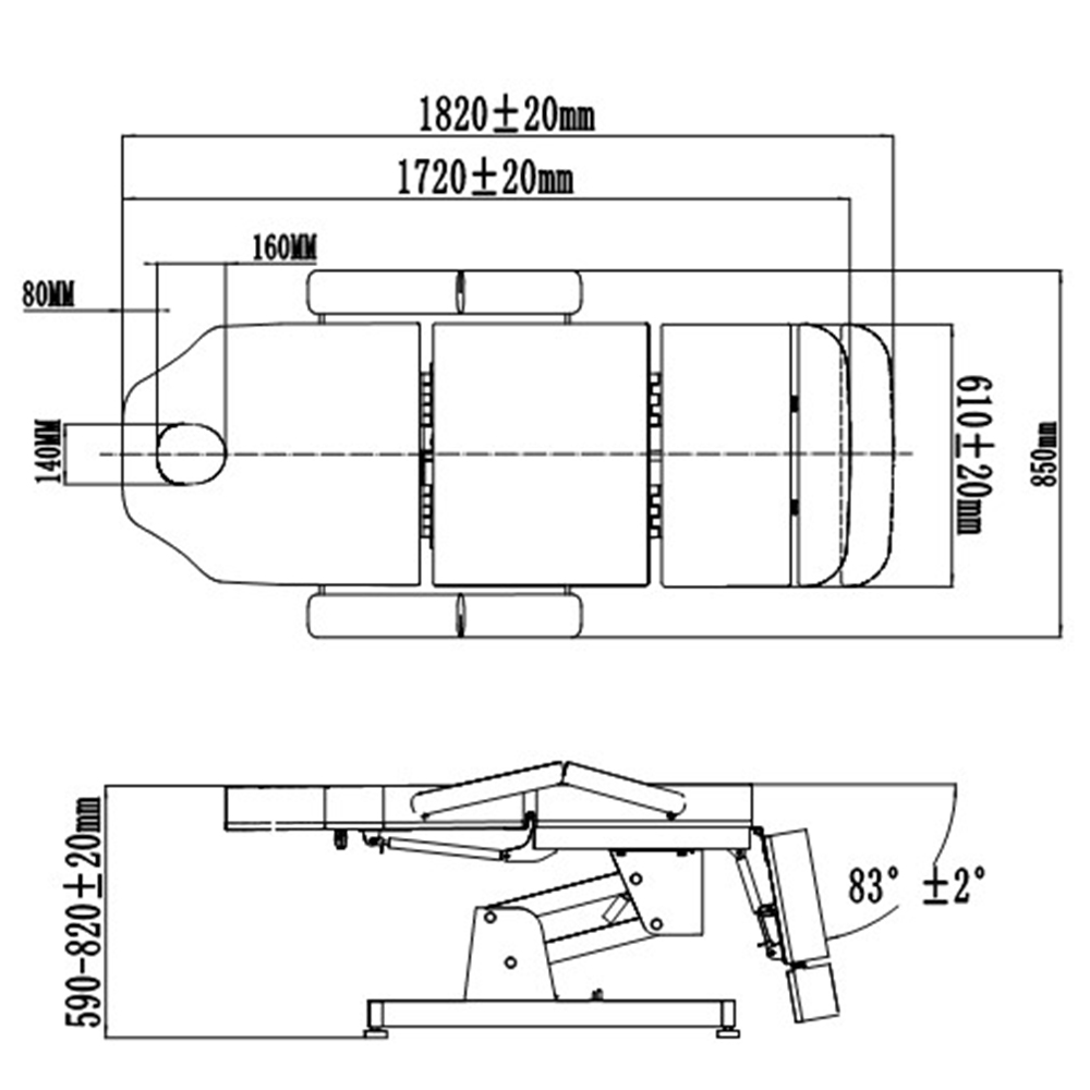 Electric beauty bed for massage and body treatments