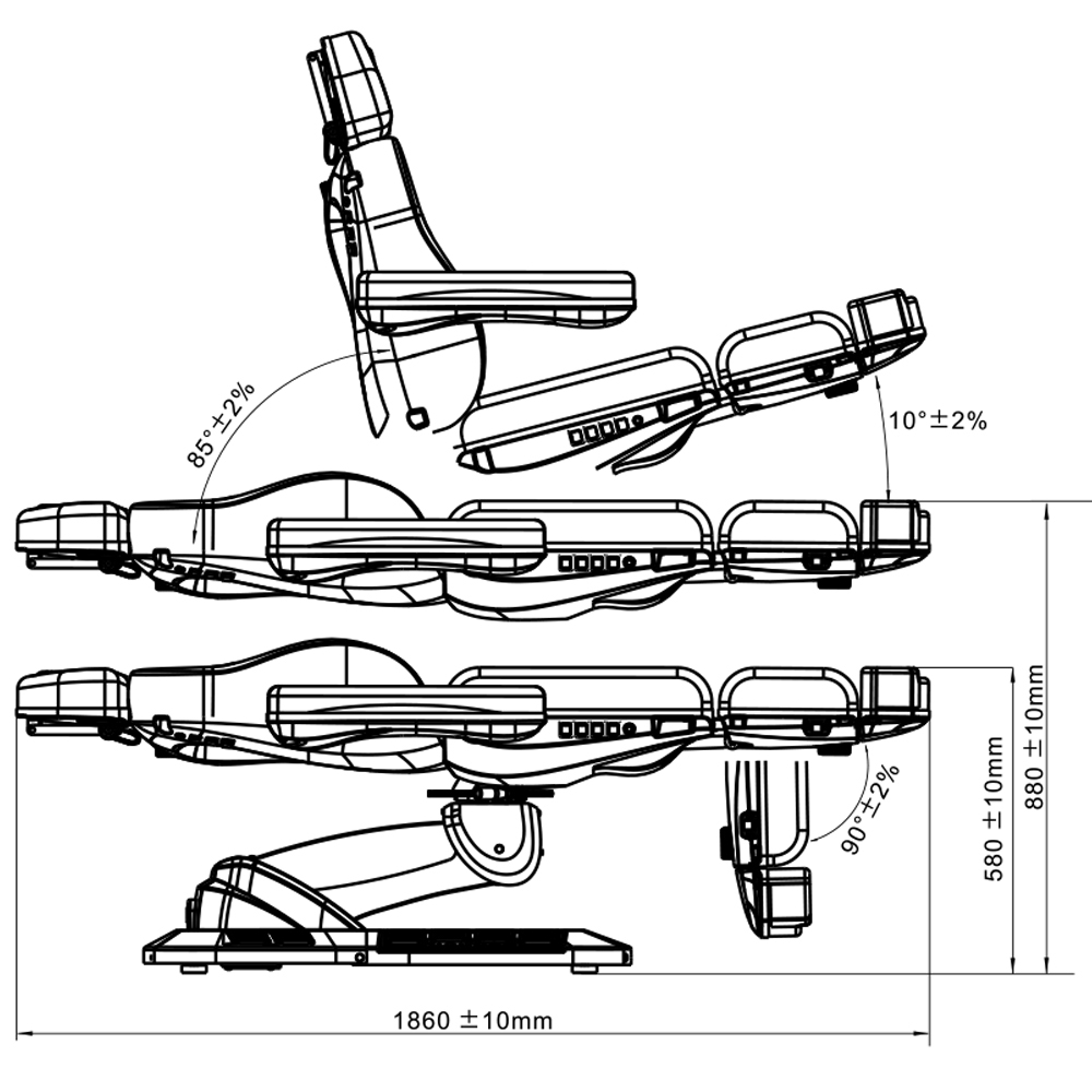 Medical Plus beauty bed with 4 motors grey