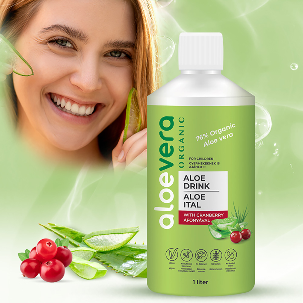 Aloe Vera Organic Drink with cranberry juice concentrate