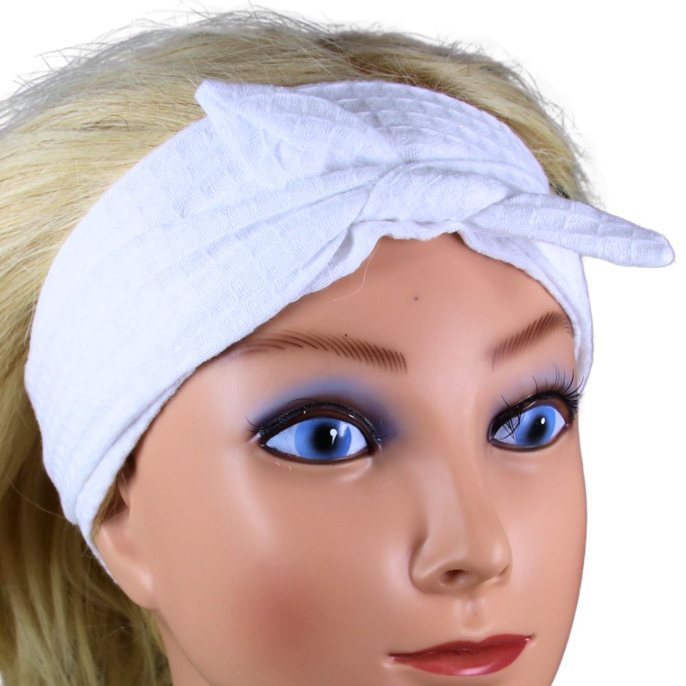 Waffle cotton headband with ties