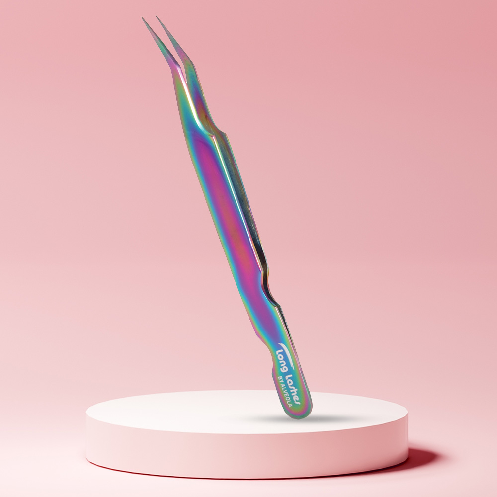 Long Lashes lash tweezers angled - multicolor, 12cm