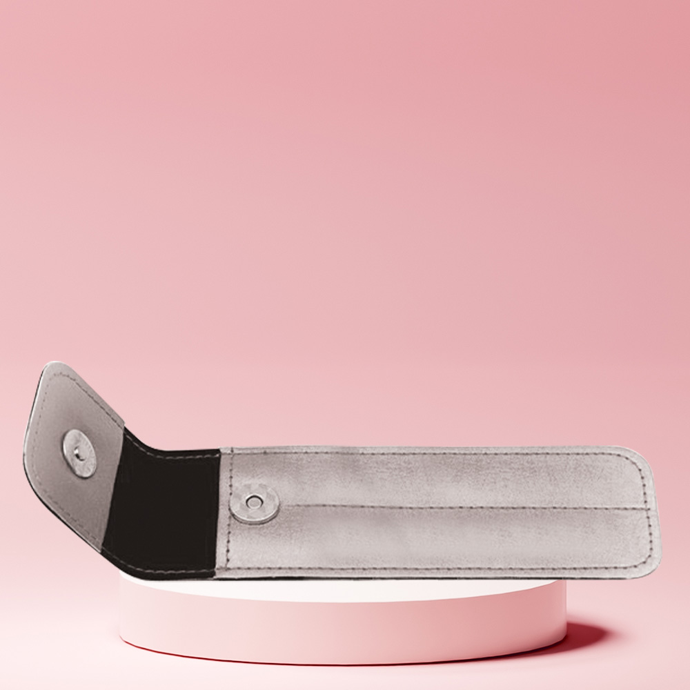 Long Lashes 2 pieces empty leather case - silver