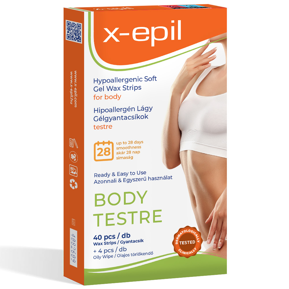 X-Epil Hypoallergenic Gel Wax Strips for body  – 40 pcs