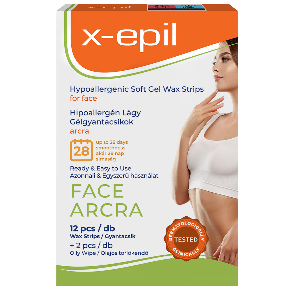X-Epil Hypoallergenic Gel Wax Strips for face – 12 pcs