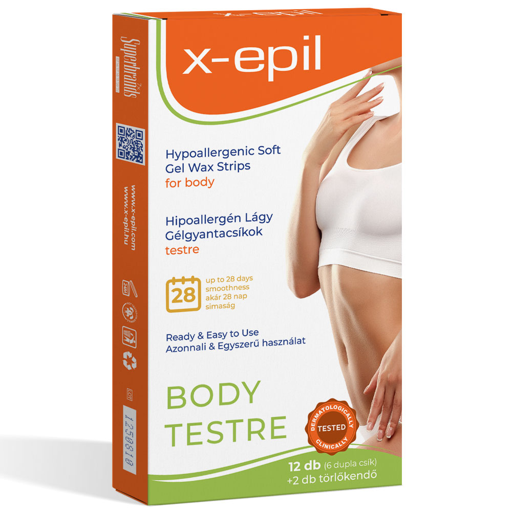 X-Epil Hypoallergenic Gel Wax Strips for body  – 12 pcs