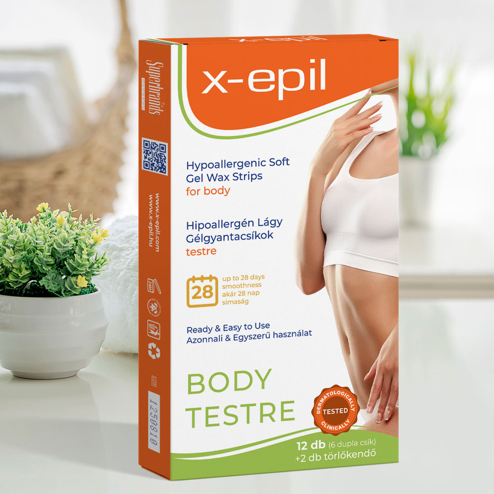 X-Epil Hypoallergenic Gel Wax Strips for body  – 12 pcs