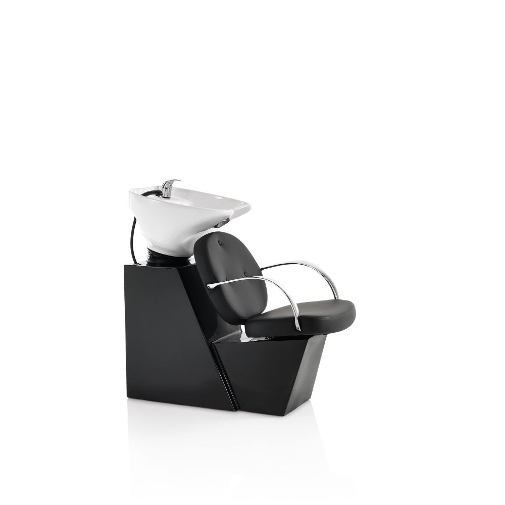 Hair Colette washing unit with black base and black chair