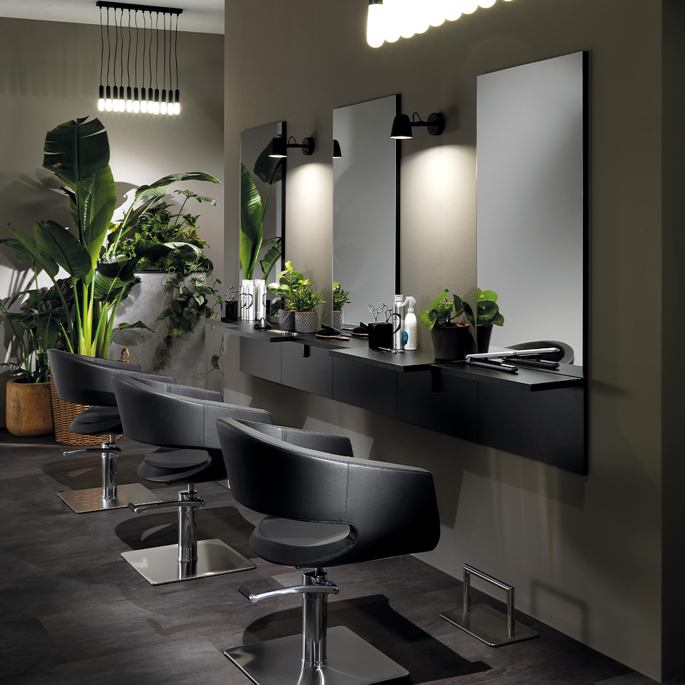 Mirror with black shelf