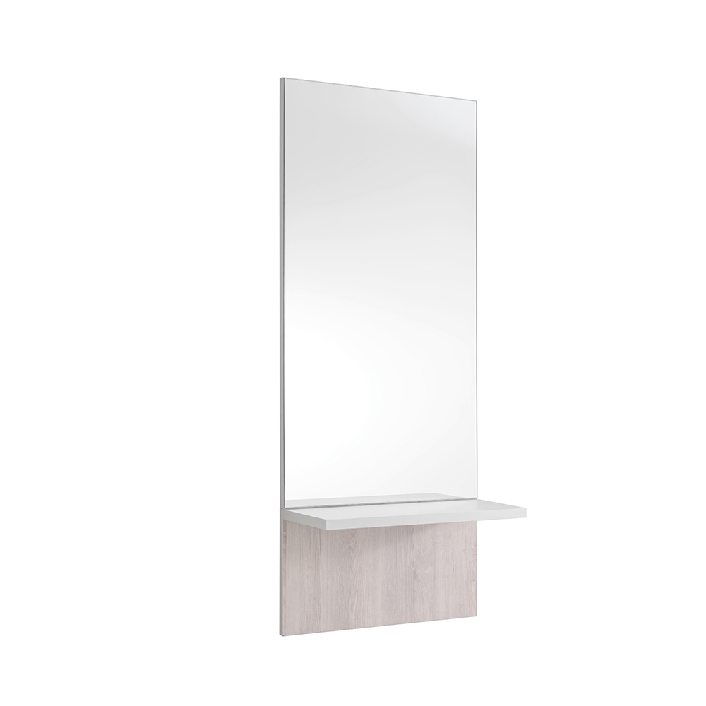 Mirror with larch and white shelf