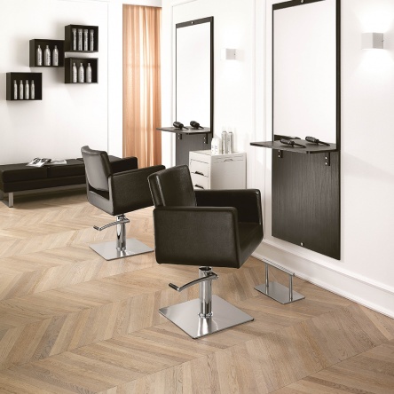Hair King black cutting chair with square base