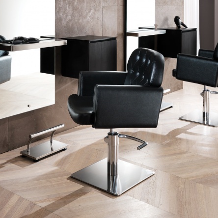Hair Liberty black cutting chair with square base