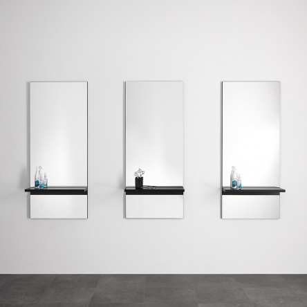 Mirror unit with black shelf