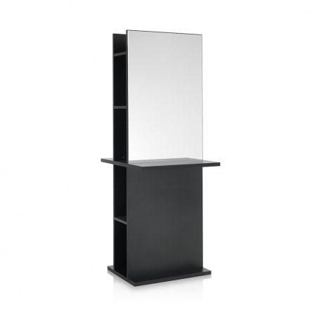 Totem double-sided mirror with shelves