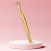Long Lashes Pro Fiber L- shape Volume tweezer - Gold