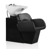 Hair Sage washing unit with black base and black chair